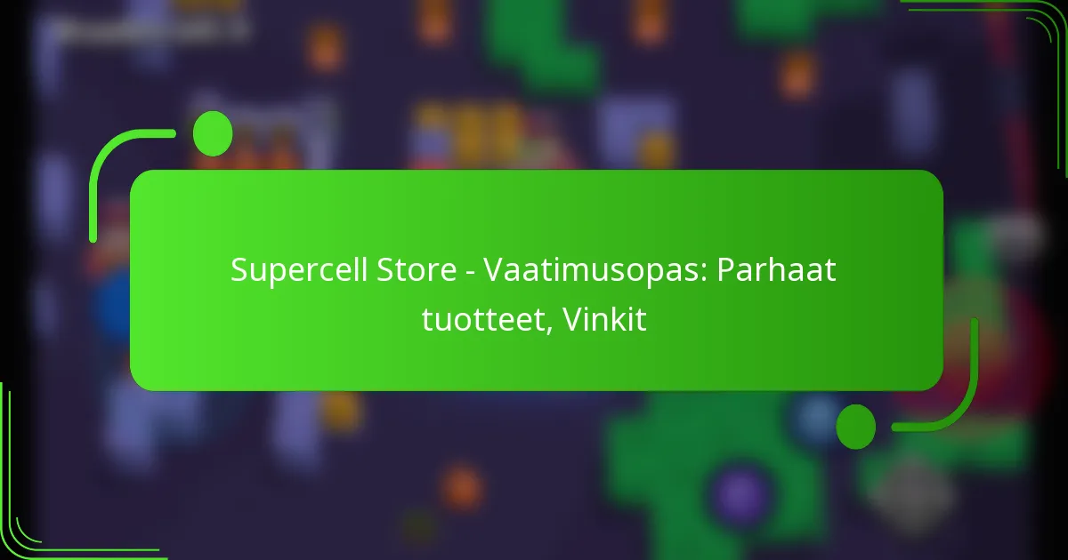 Supercell Store – Vaatimusopas: Parhaat tuotteet, Vinkit