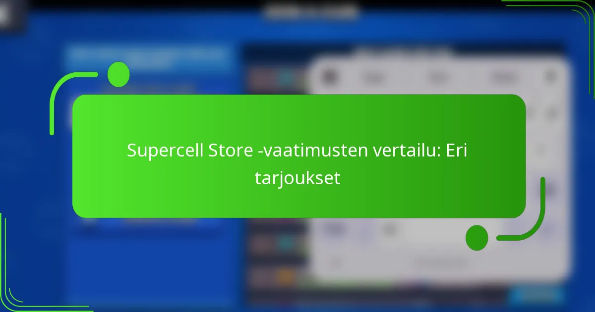 Supercell Store -vaatimusten vertailu: Eri tarjoukset