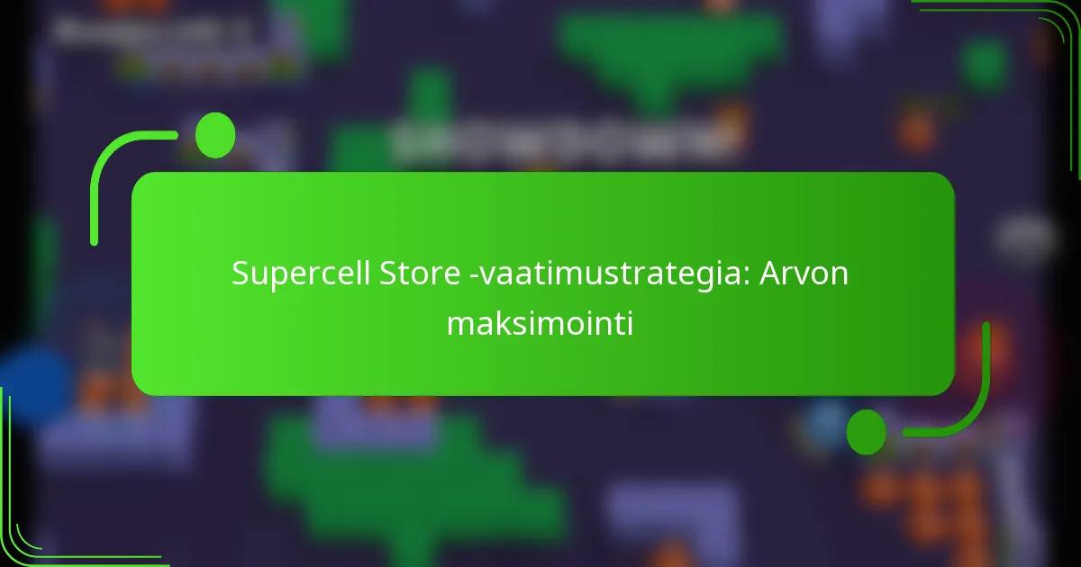 Supercell Store -vaatimustrategia: Arvon maksimointi