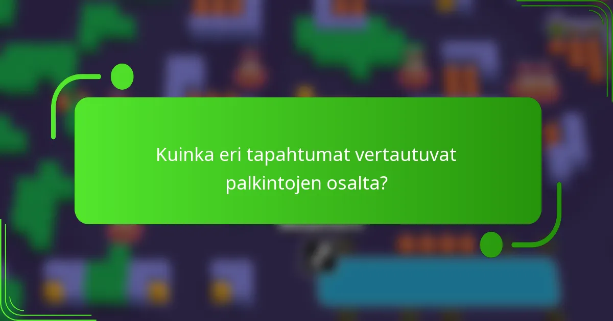 Kuinka eri tapahtumat vertautuvat palkintojen osalta?